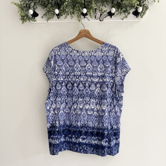 Title Nine Abstract Print Cap Sleeve Tee XL 9-8014 - Picture 3 of 3